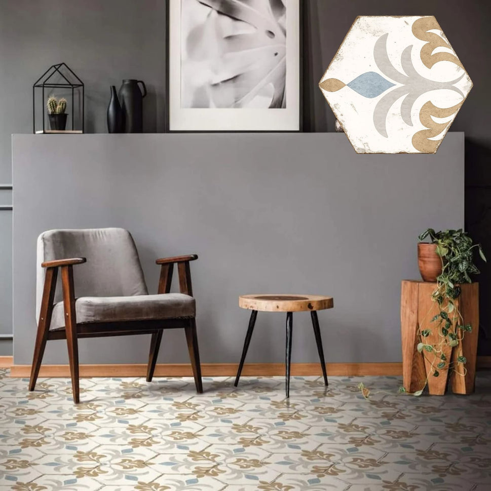 Carrelage Hexagonal Effet Carreau Ciment Bohemia Lola 21x25 cm de Nanda Tiles