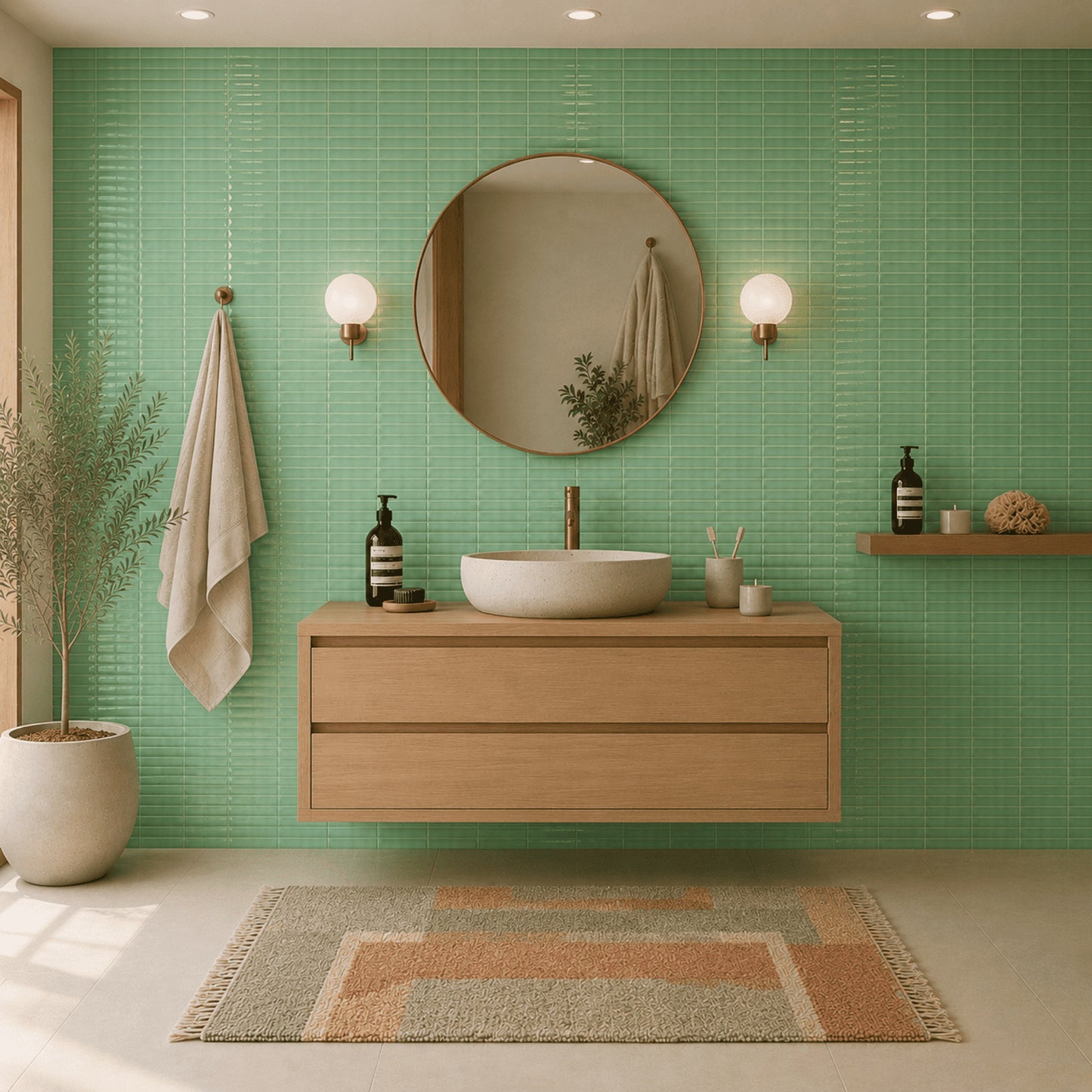 Carrelage Effet Zellige Monet Green 31,6x60 cm de Ecoceramic