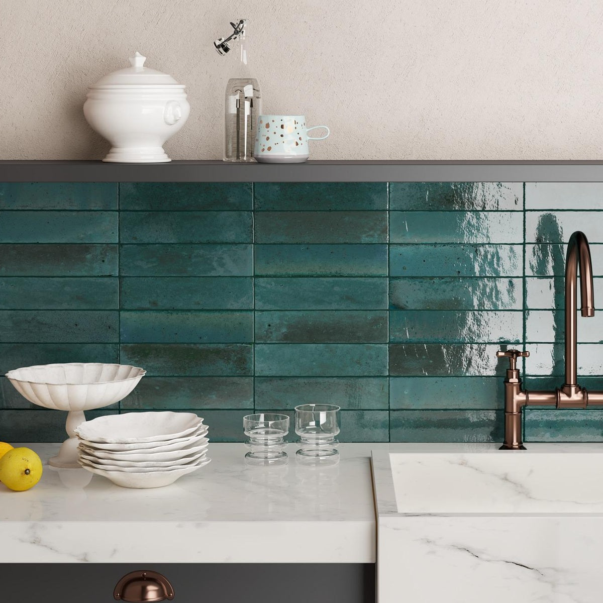 Carrelage Effet Zellige Lume Blue 6x24 cm de Marazzi