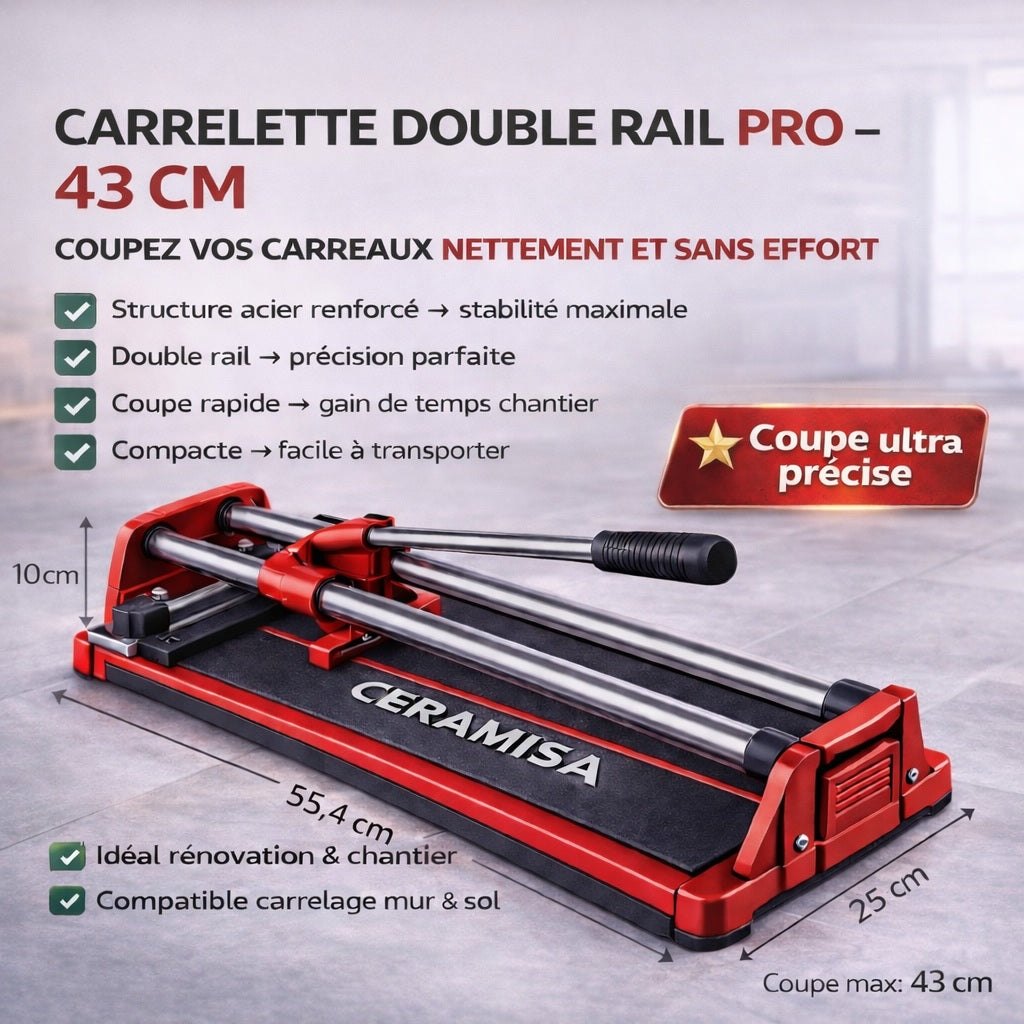 Coupe-carrelage manuel professionnel double rail