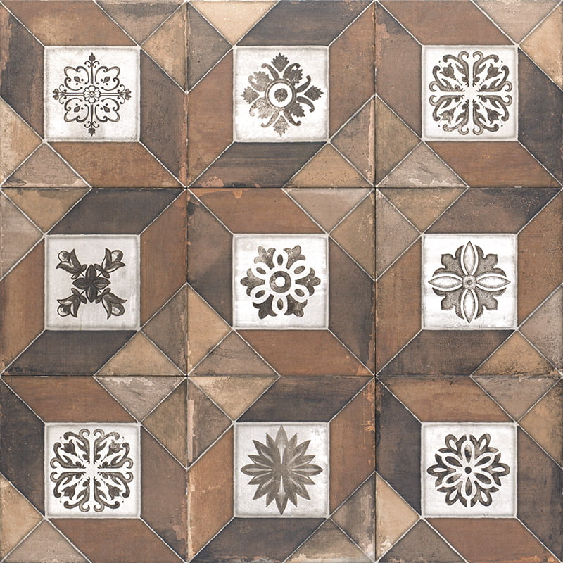 Carrelage Effet Carreau de ciment Deco Elegance Brown 20x20 cm de Mainzu