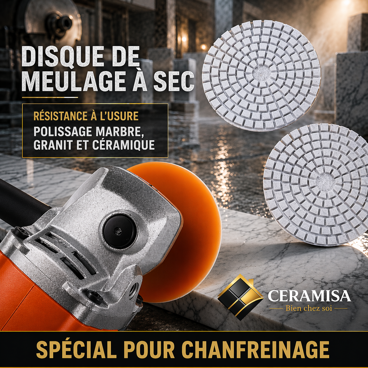 Disque de Polissage Diamant – Chanfreinage Marbre & Carrelage