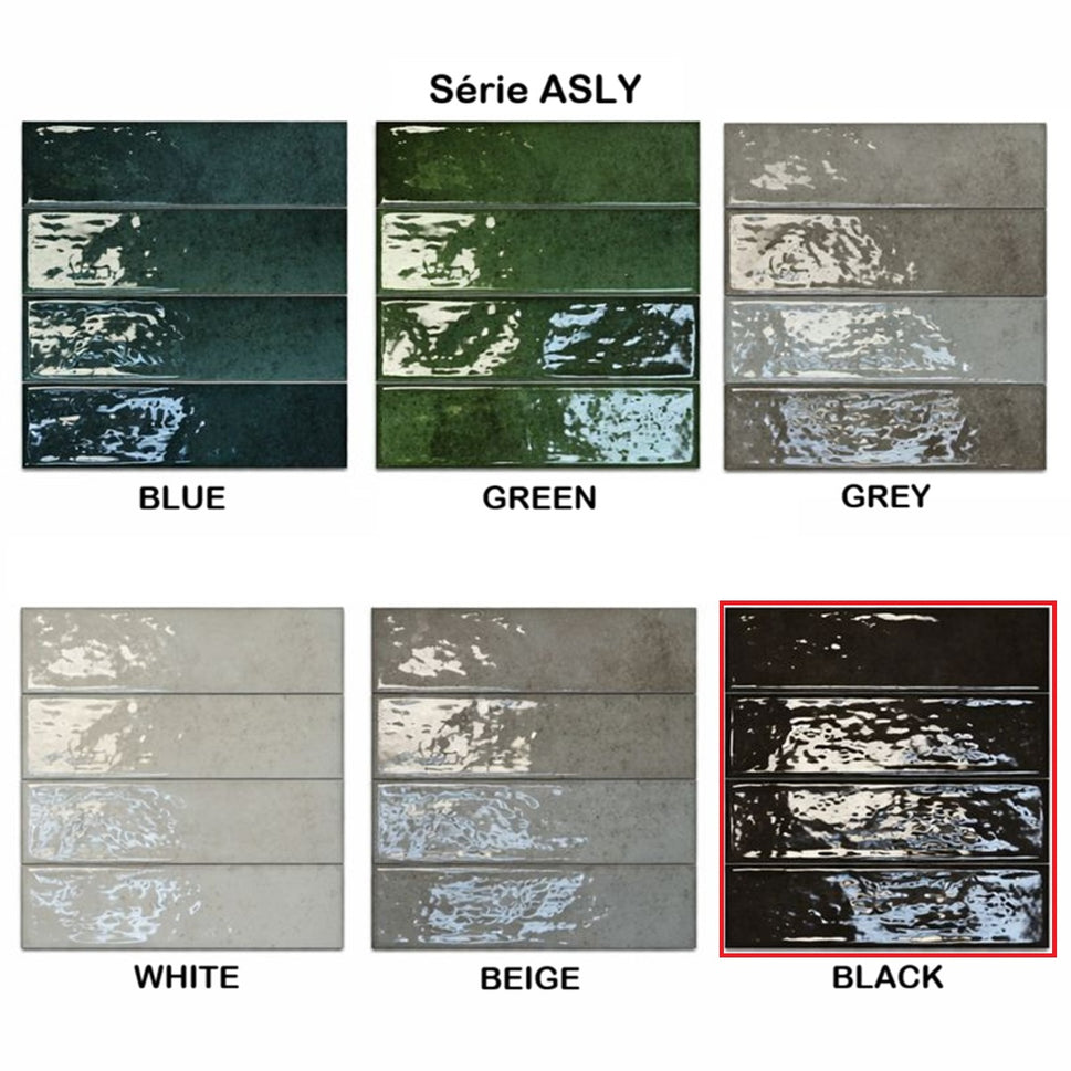 Echantillon Carrelage Effet Zellige Asly 7,5x30 cmBlack