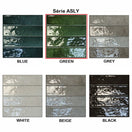 Echantillon Carrelage Effet Zellige Asly 7,5x30 cmGreen