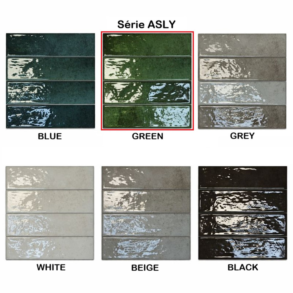 Echantillon Carrelage Effet Zellige Asly 7,5x30 cmGreen