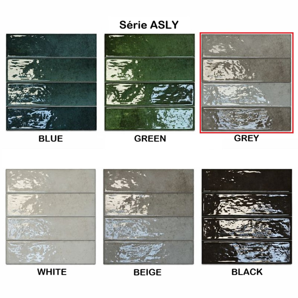 Echantillon Carrelage Effet Zellige Asly 7,5x30 cmGrey