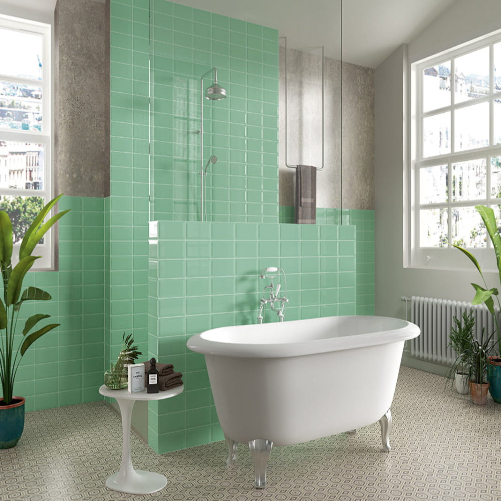 Carrelage Mural Metro Bissel Emerald Brillant 10x20 cm de Mainzu