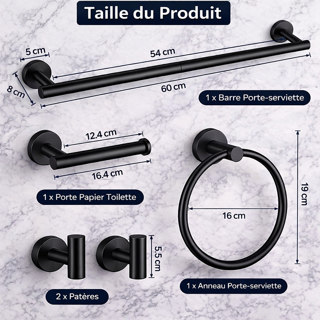 Ensemble de salle de bain NOVA Noir Mat