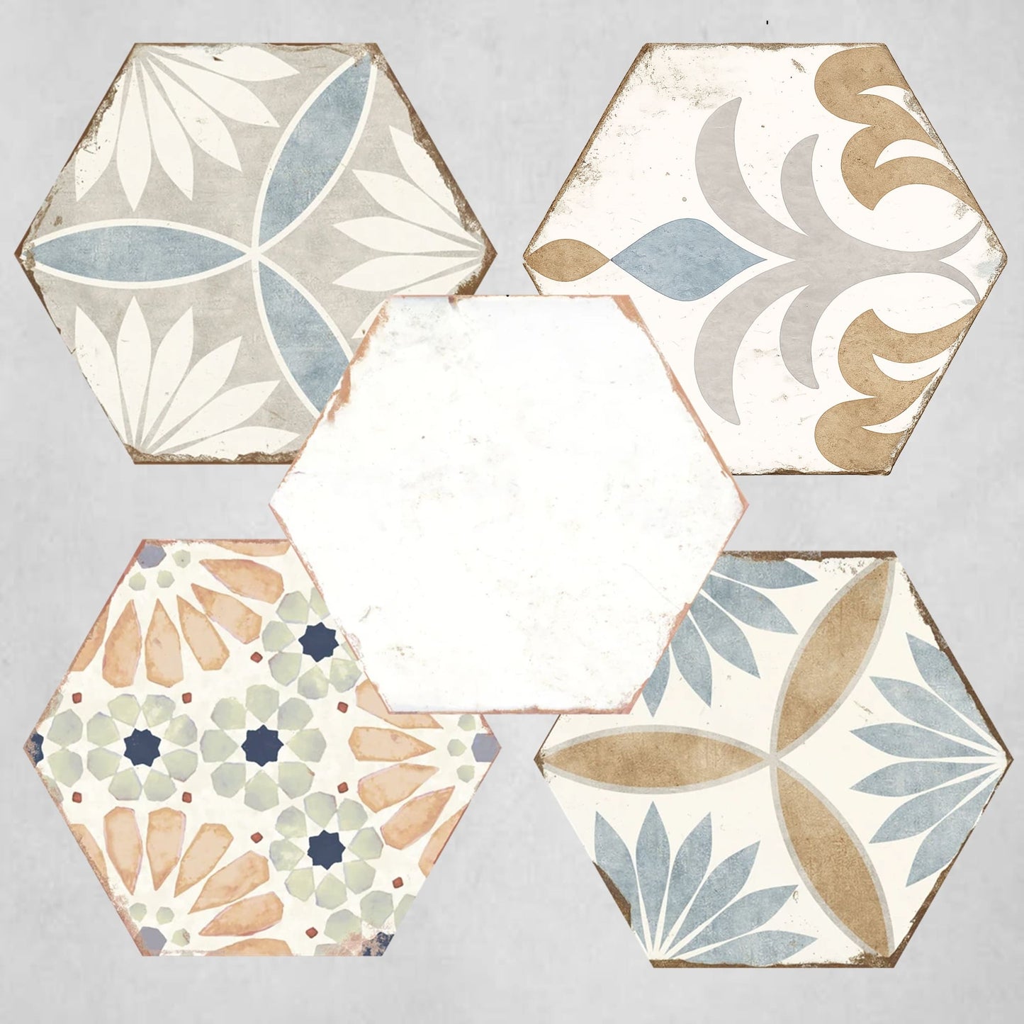 Echantillon Hexagonal effet Carreaux de Ciment Bohemia 21x25 cm