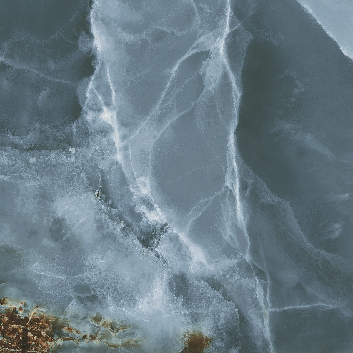 Effet Marbre Iceland Navy poli Brillant rectifié 120x120 cm de Ecoceramic