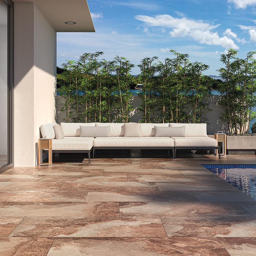 Carrelage Terrasse et Piscine Effet Pierre Hekla Magma de Ecoceramic