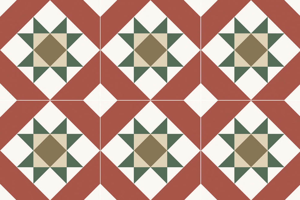 Carrelage Effet Carreau de Ciment Terracotta Kompas Vetro 20x20 cm de Nanda Tiles