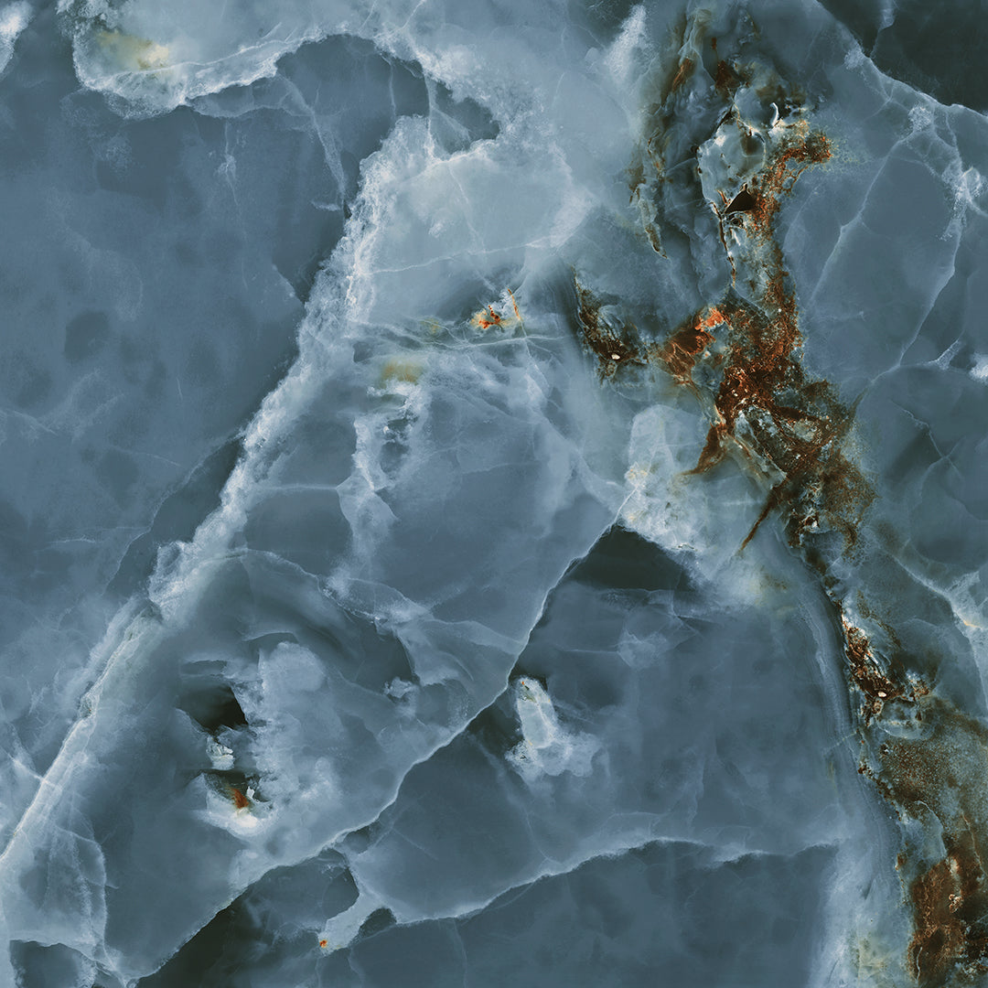 Effet Marbre Iceland Navy poli Brillant rectifié 120x120 cm de Ecoceramic