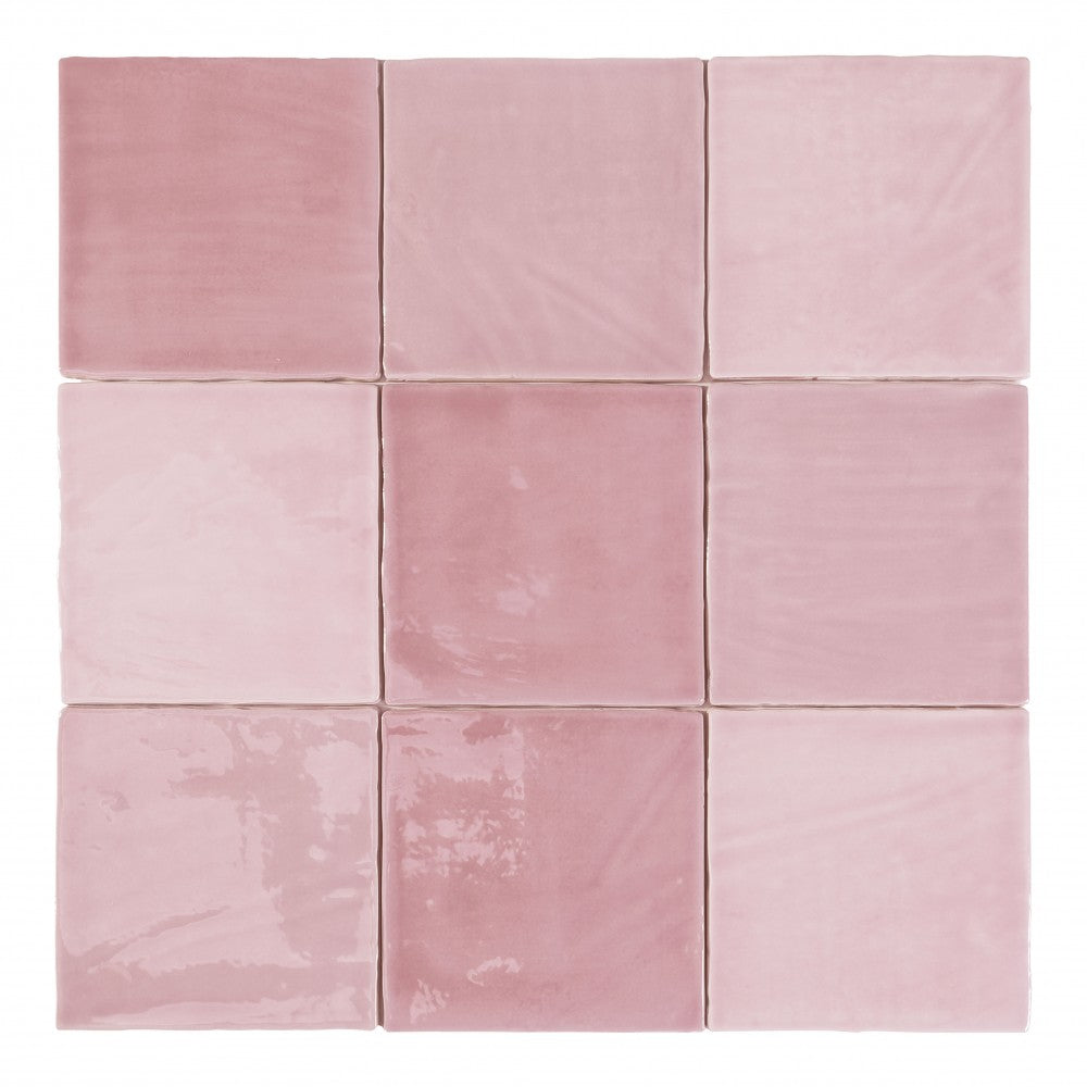 Carrelage Effet Zellige Brillant Tabarca Rosa 15x15 cm de Dune