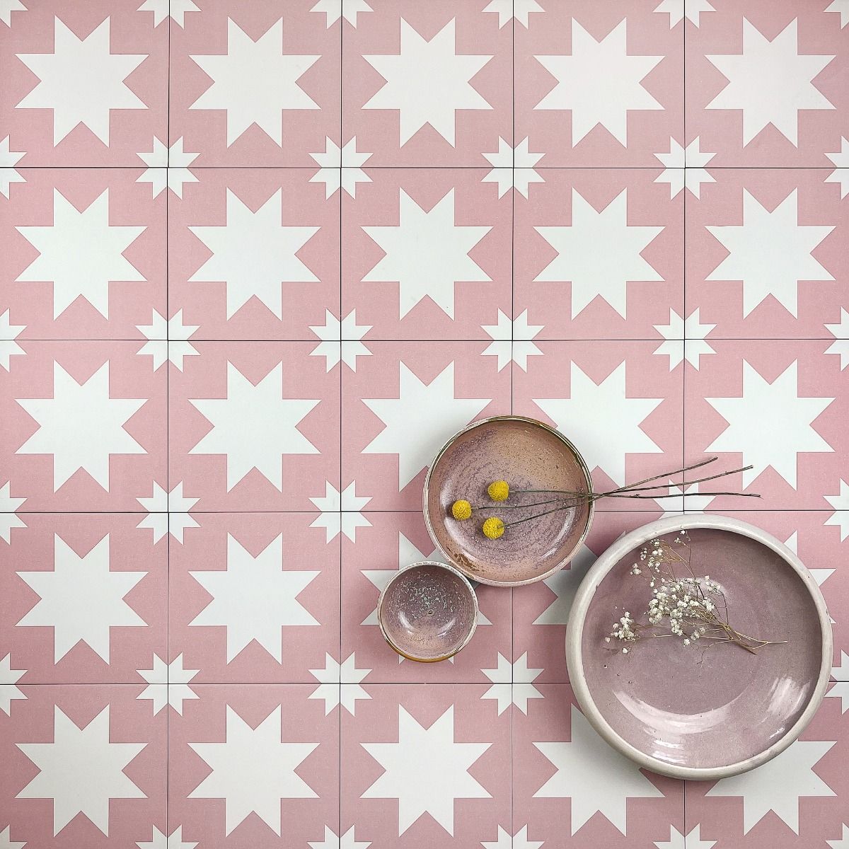 Carrelage Effet carreaux de ciment Fired Star Pink 20x20 cm de Mainzu