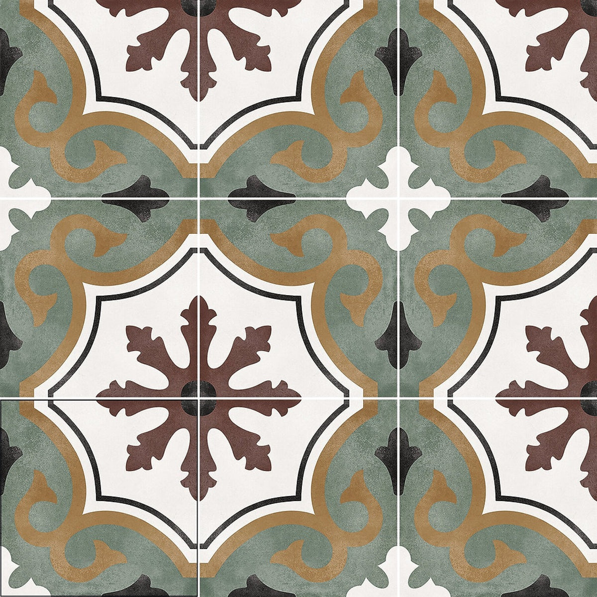 Carrelage Effet Carreau de Ciment Floriane Olivia 15x15 cm