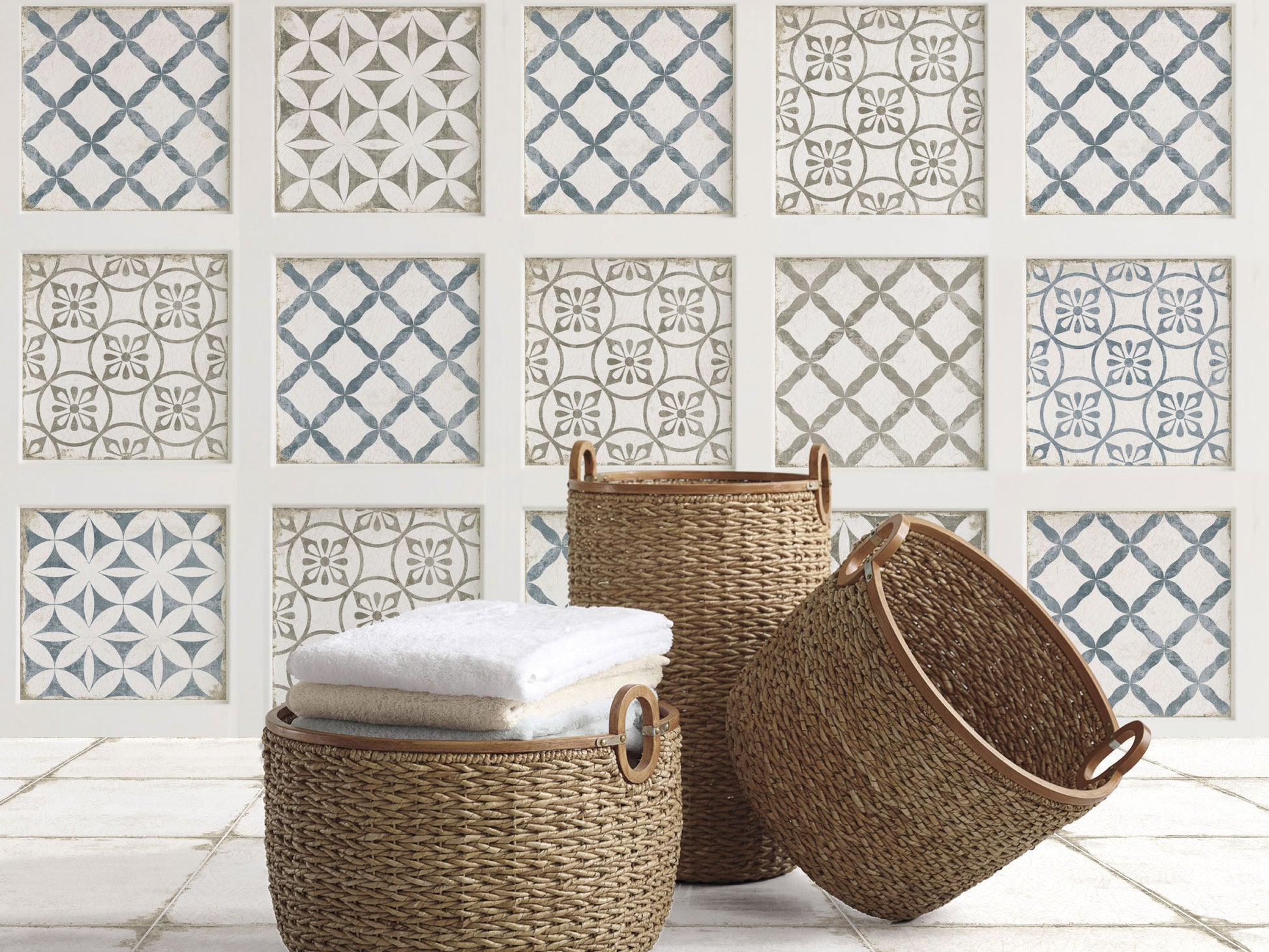 Carrelage Effet Carreau Ciment Grafton Dorset Taupe 20x20 cm de Nanda Tiles
