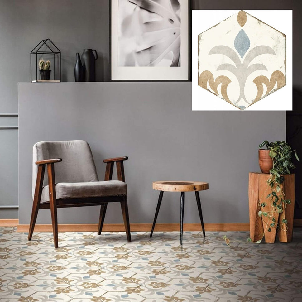 Carrelage Hexagonal Effet Carreau Ciment Bohemia Lola 21x25 cm de Nanda Tiles