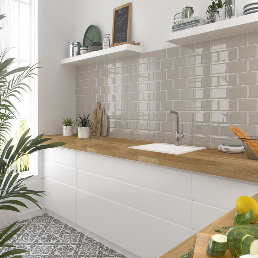 Carrelage Mural Metro Bissel Pearl Brillant 10x20 cm de Mainzu