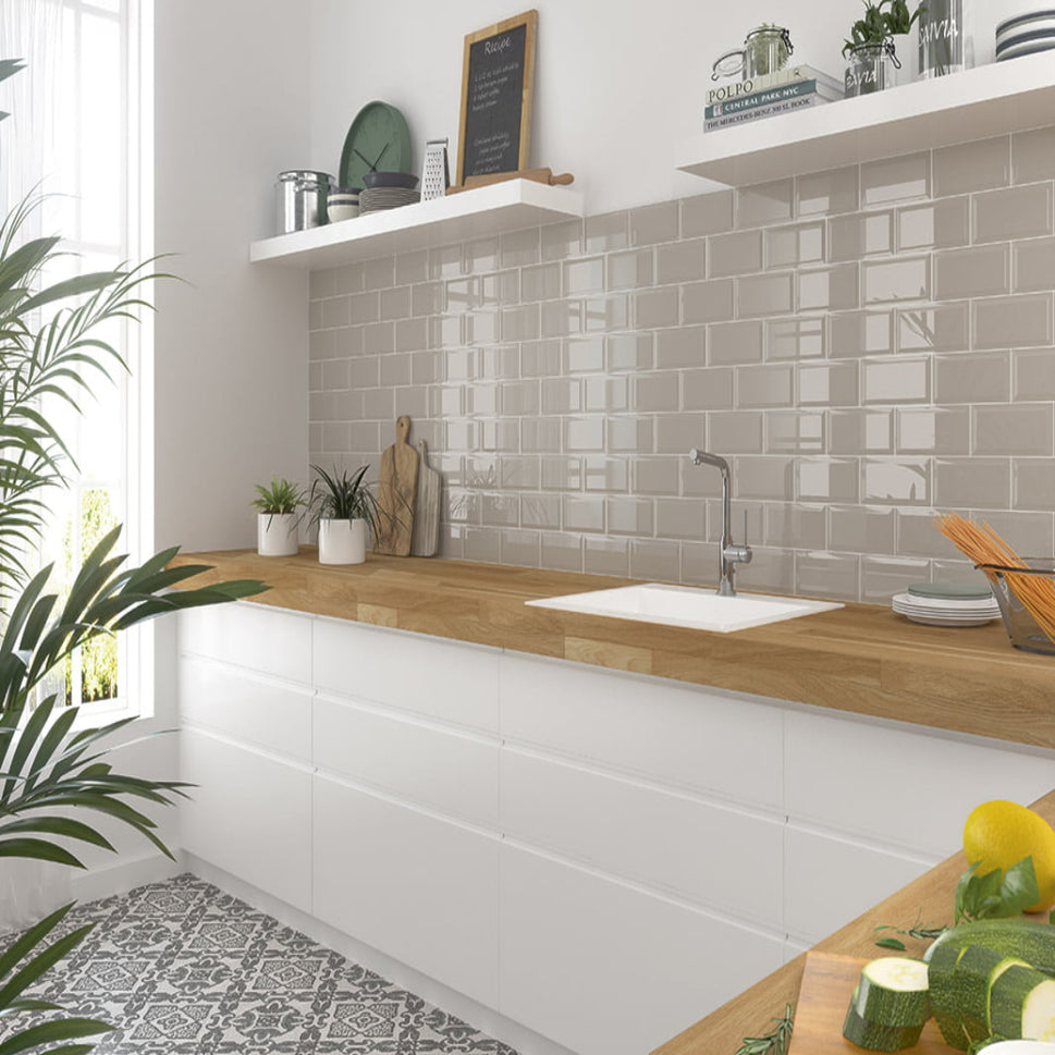 Carrelage Mural Metro Bissel Pearl Brillant 10x20 cm de Mainzu