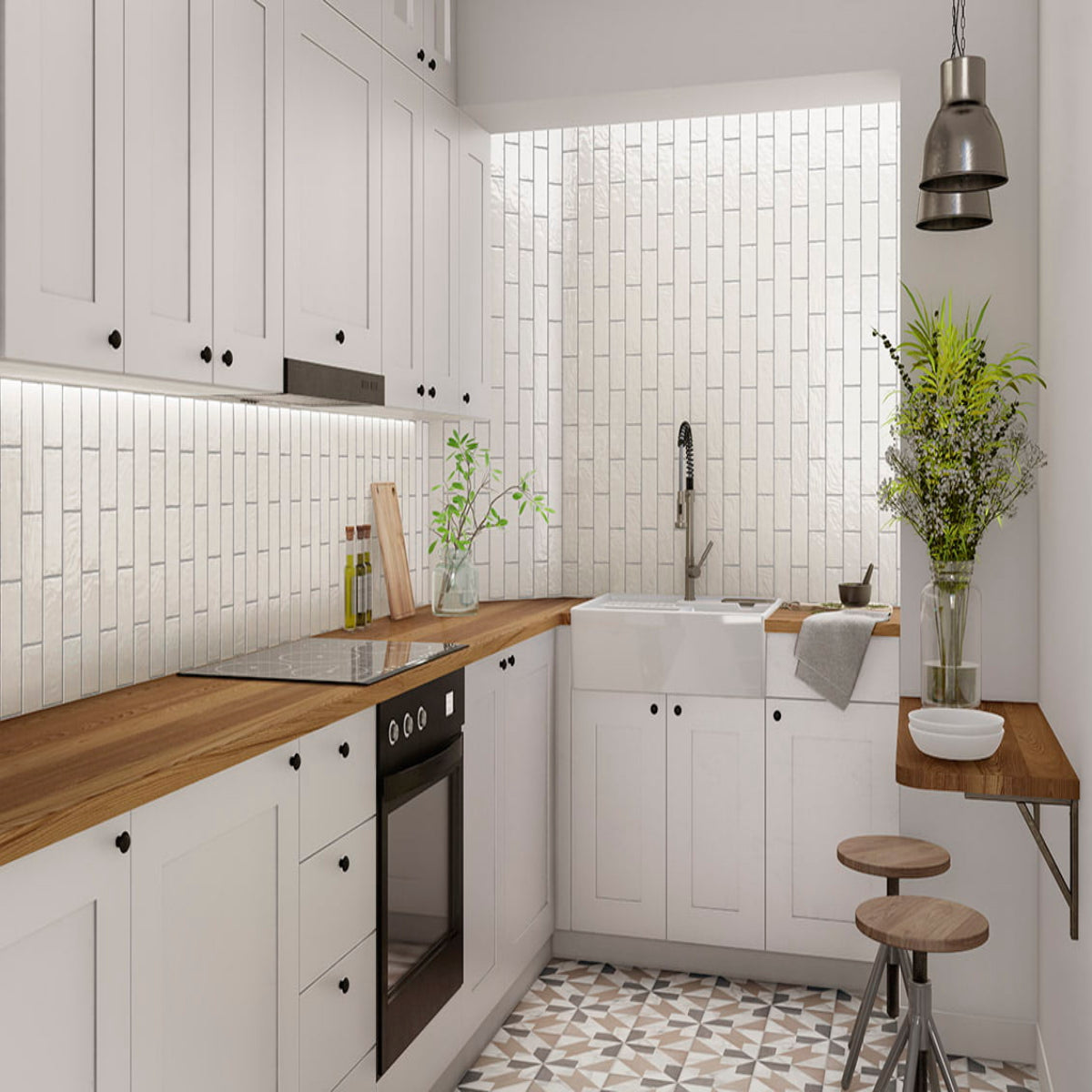 Carrelage Effet Zellige Positano Bianco 6,5x20 cm de Mainzu