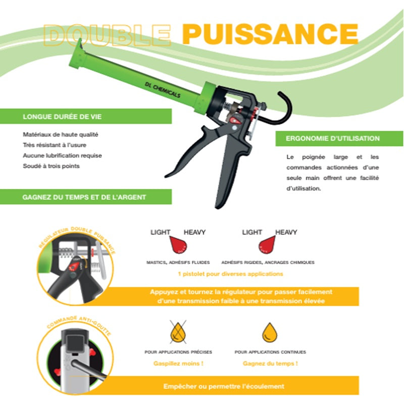 Pistolet de Calfeutrage Double Puissance DL Chemicals