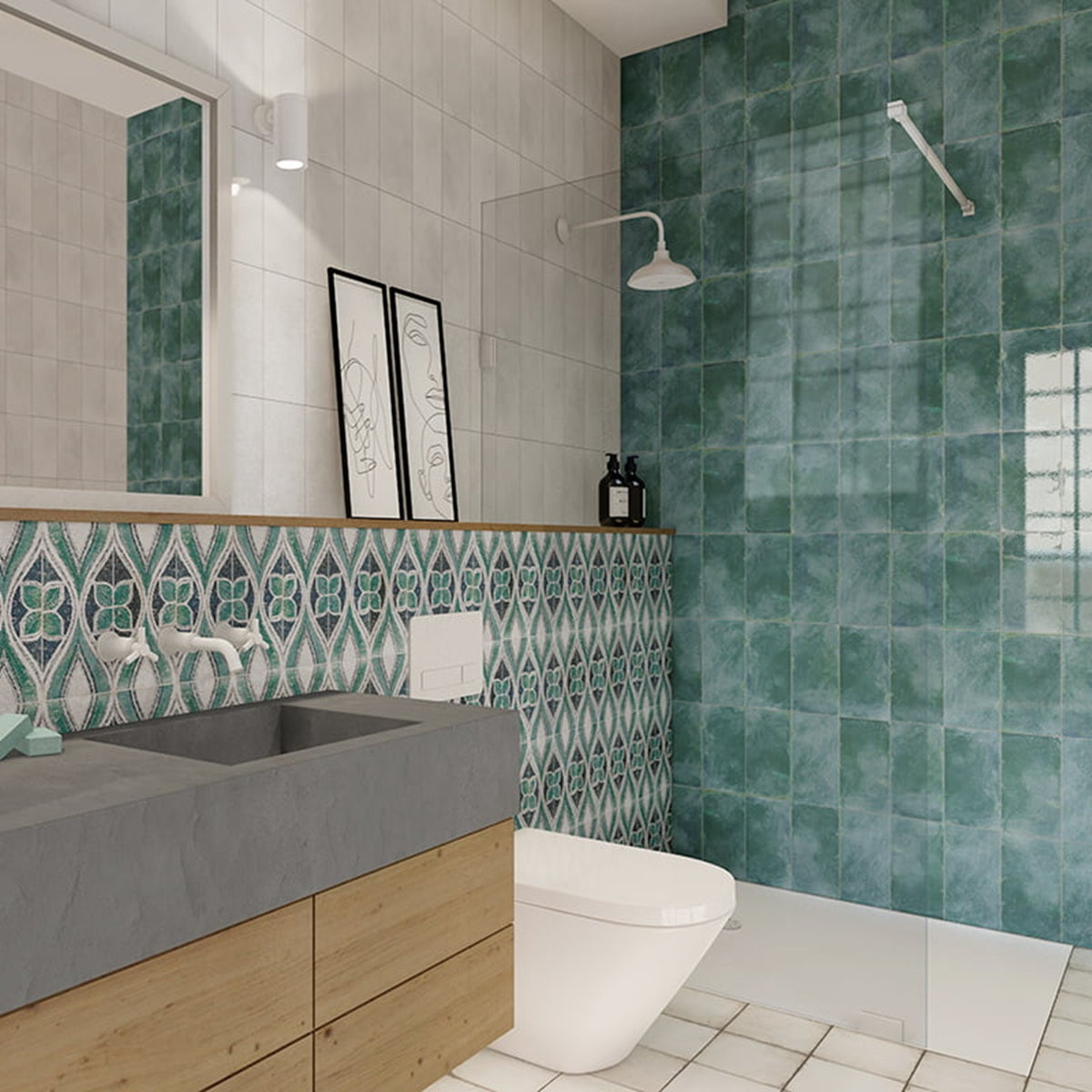 Carrelage Effet Zellige Riviera Turquoise 15x30 cm de Mainzu