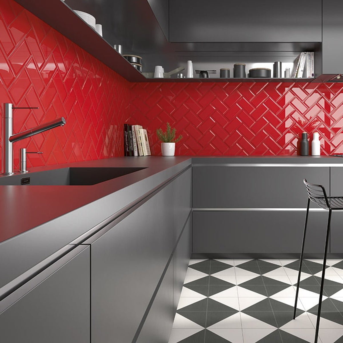 Carrelage Mural Metro Bissel Rubi Brillant 10x20 cm de Mainzu