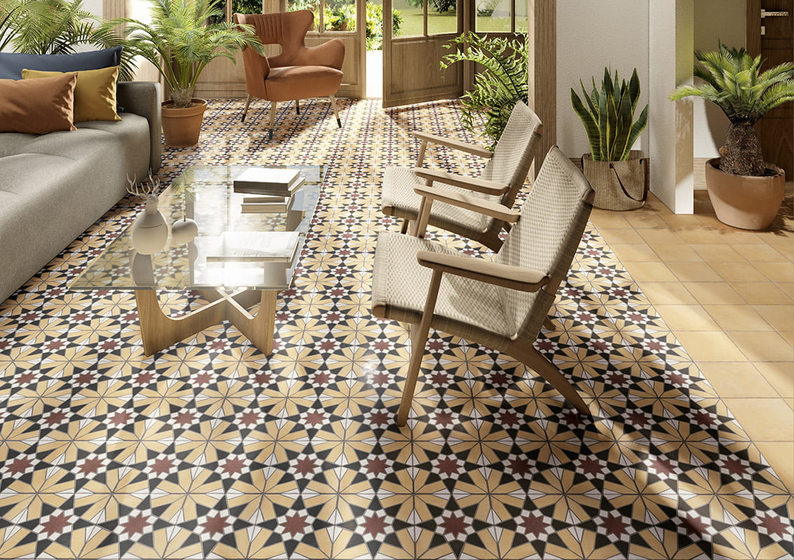 Carrelage Effet Carreau de Ciment Nostalgy Honey 20x20 cm de Mainzu