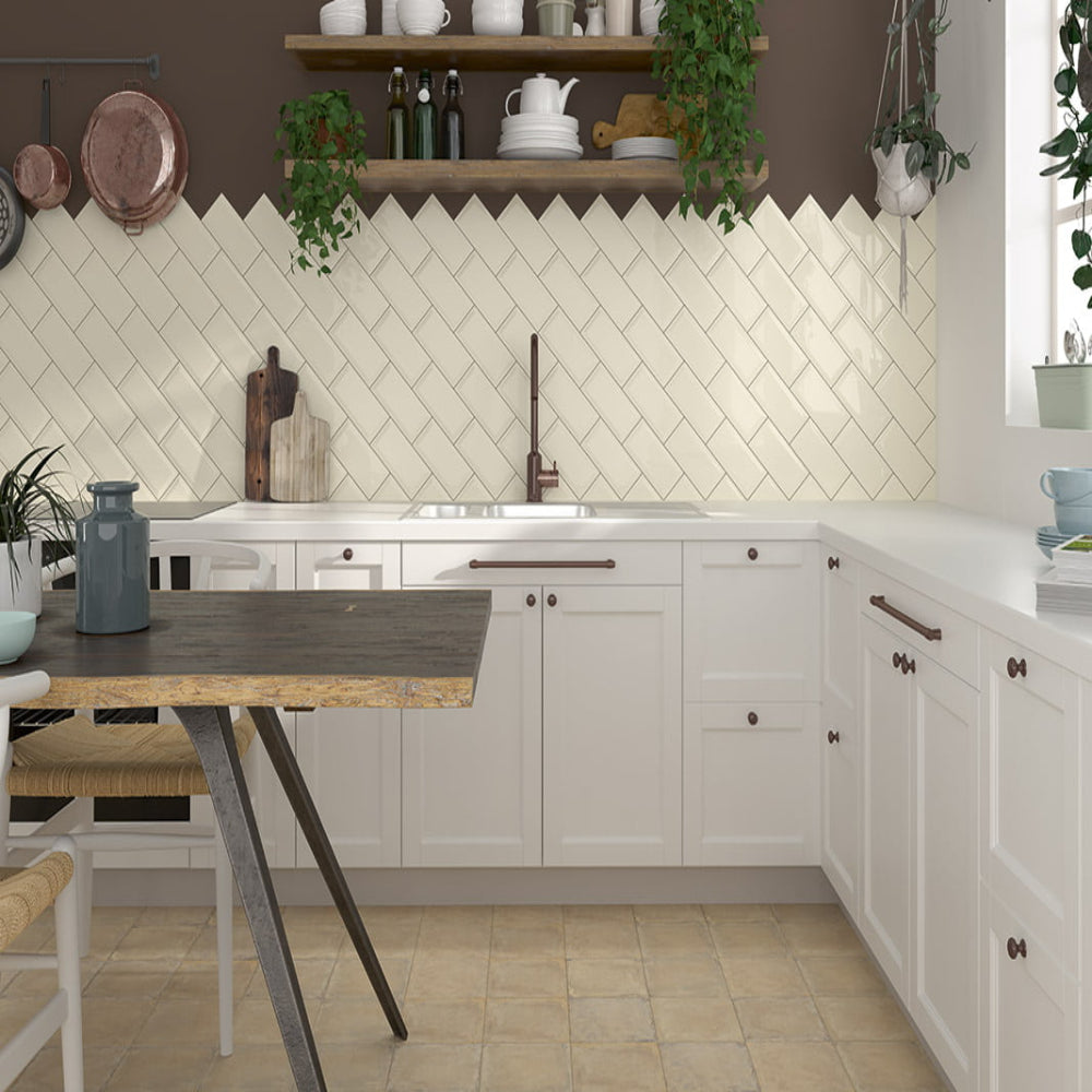 Carrelage Mural Metro Bissel Vison Brillant 10x20 cm de Mainzu