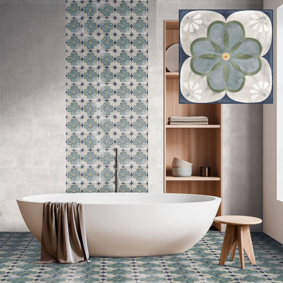 Carrelage Effet Carreaux de Ciment Veranda Liena 15x15 cm de Nanda Tiles