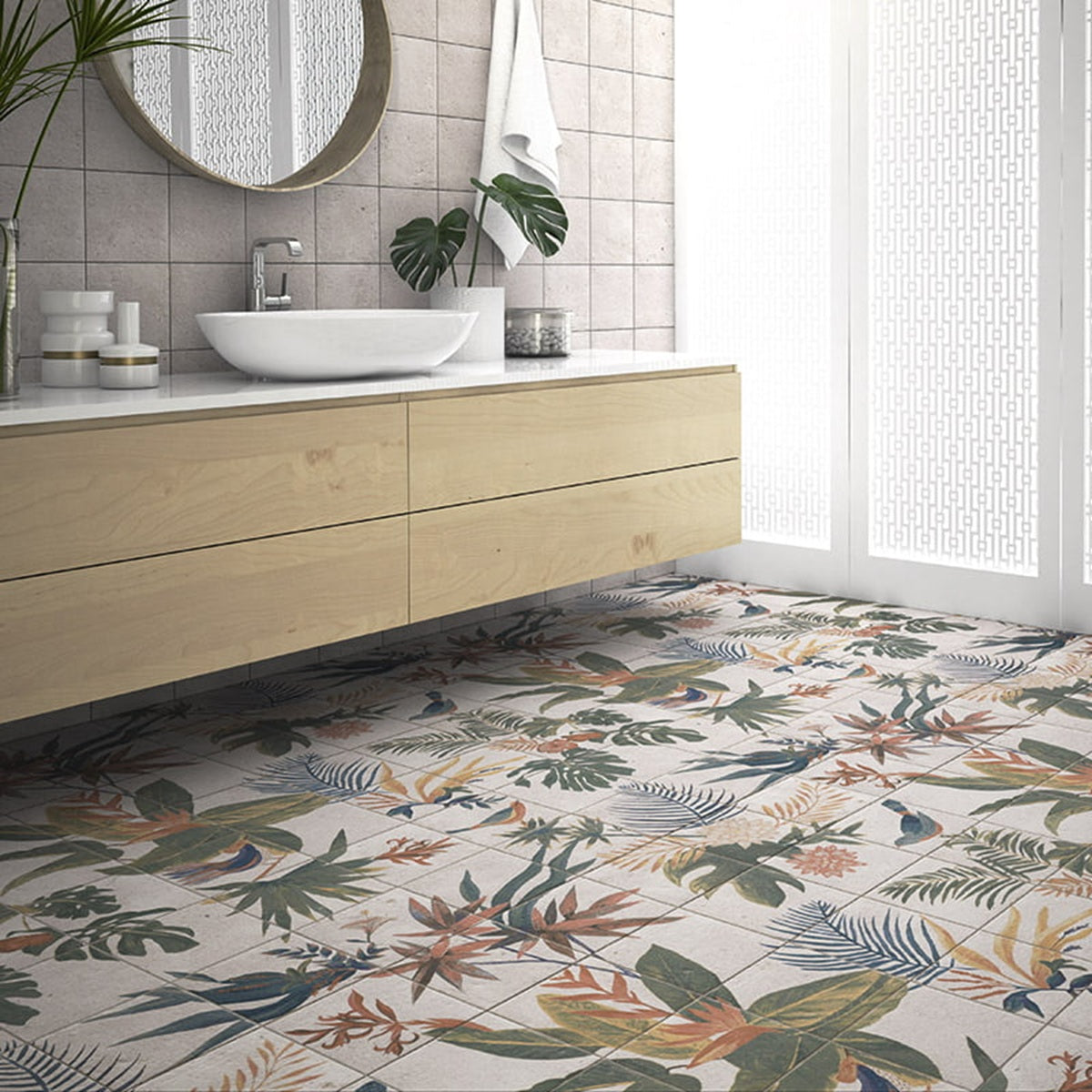 Carrelage Fresque Murale Décor Fleuri Samui 20x20 cm de Mainzu