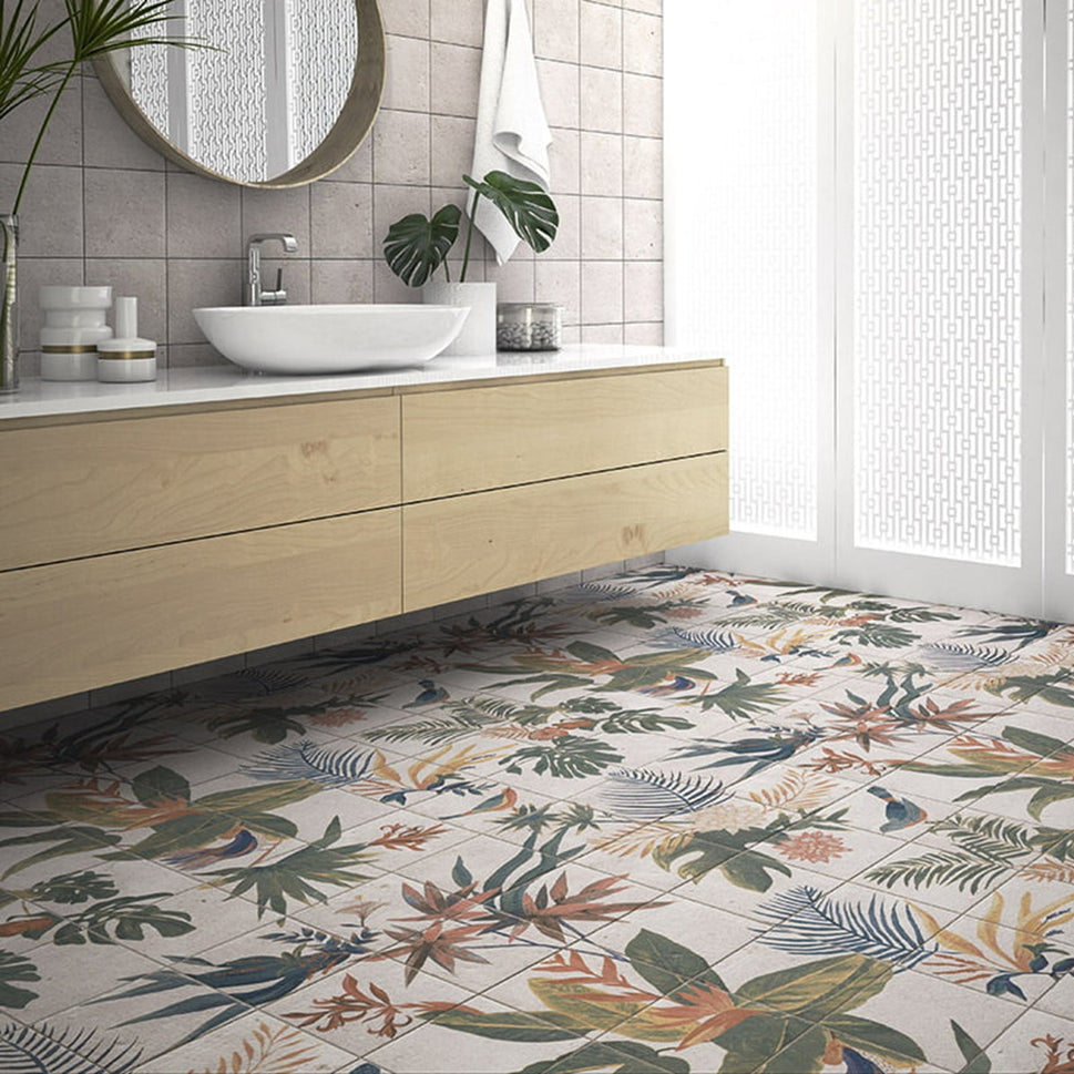 Carrelage Fresque Murale Décor Fleuri Samui 20x20 cm de Mainzu