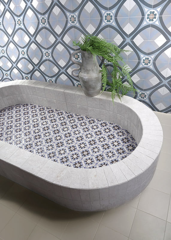 Carrelage Decor et Uni Marrakech 15x15 cm de Mainzu15x15 cm Boite de 0.50 m² / Agadir Azur