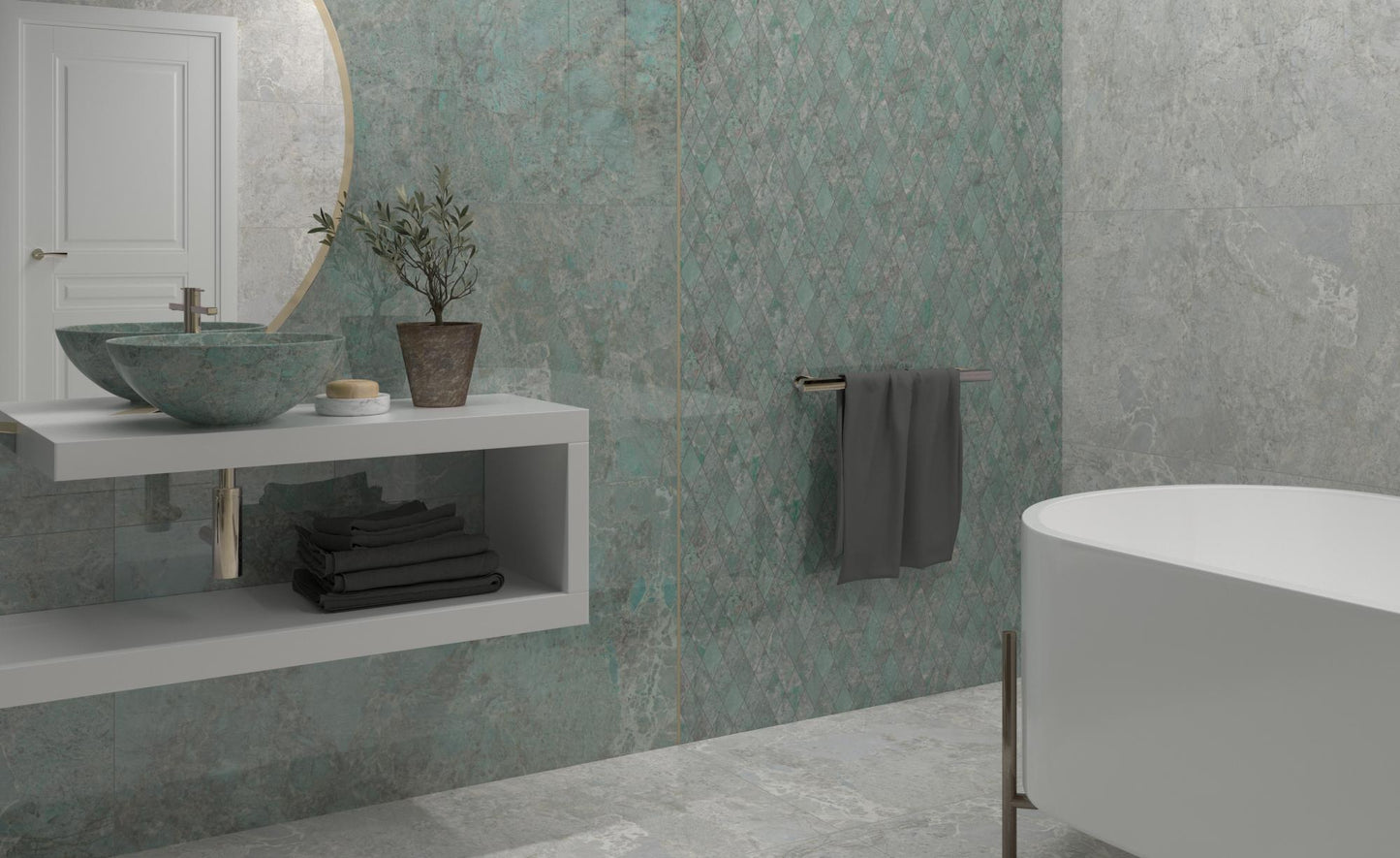 Carrelage Effet Marbre Amazonite Pearl Satin 90x90 cm de Dune