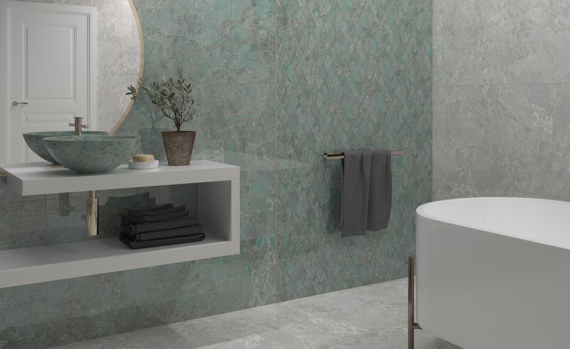 Carrelage Effet Marbre Amazonite Pearl Satin 90x90 cm de Dune