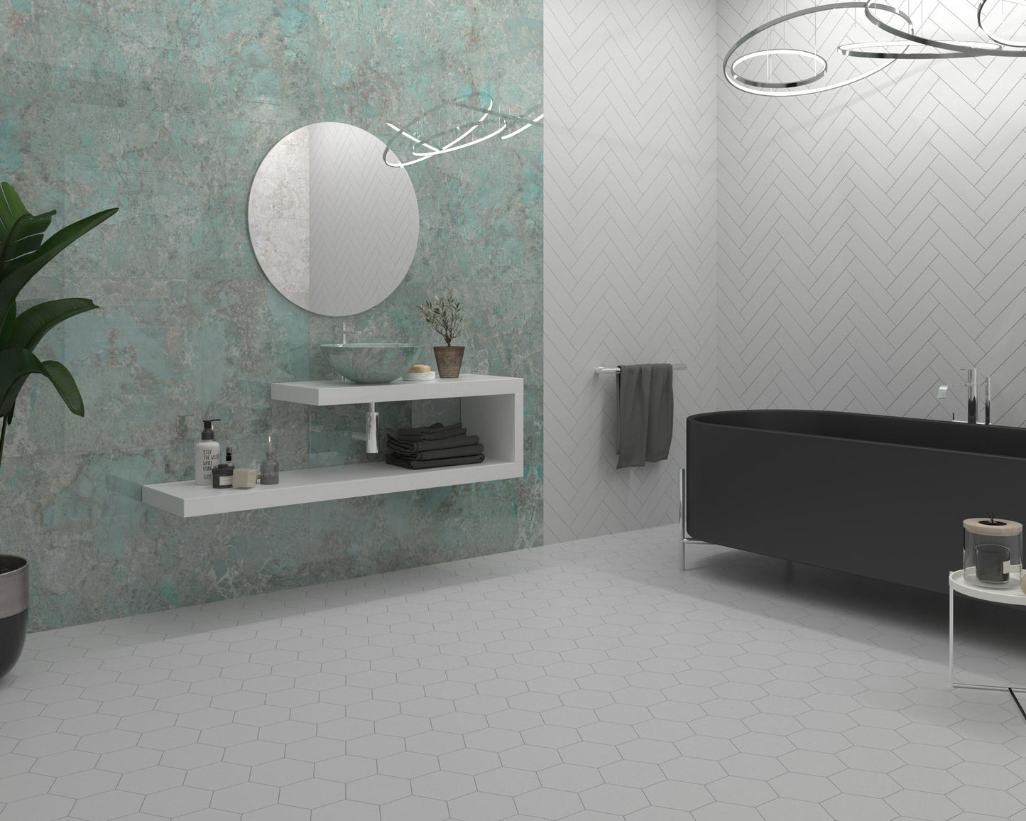 Carrelage Effet Marbre Amazonite Poli Brillant 60x120 cm de Dune