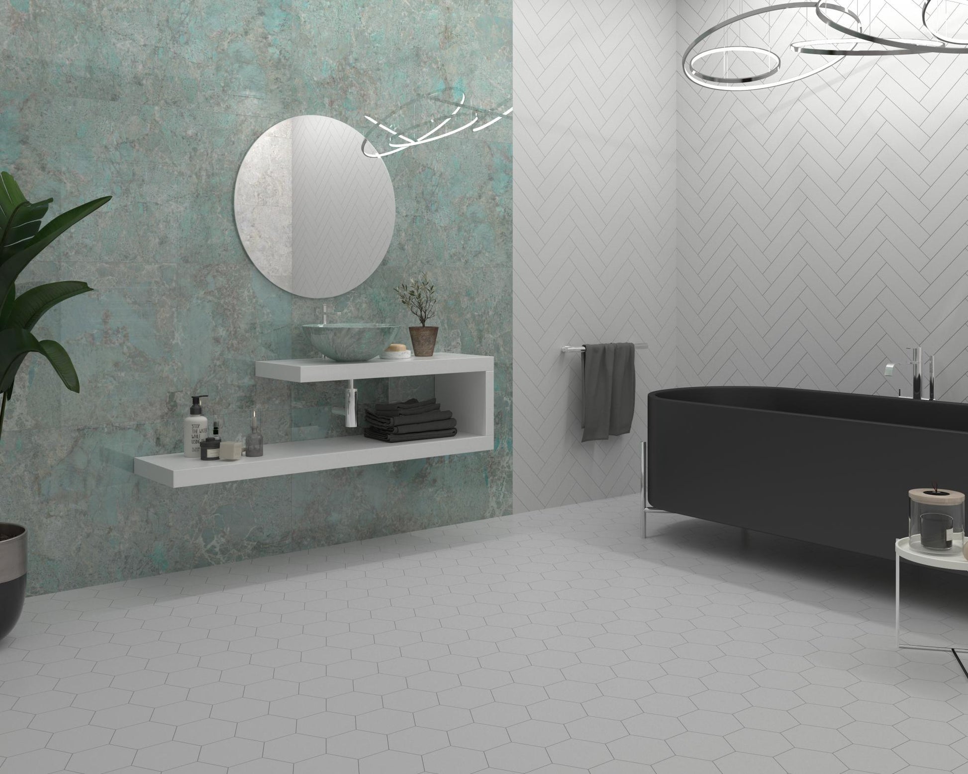 Carrelage Effet Marbre Amazonite Poli Brillant 60x120 cm de Dune