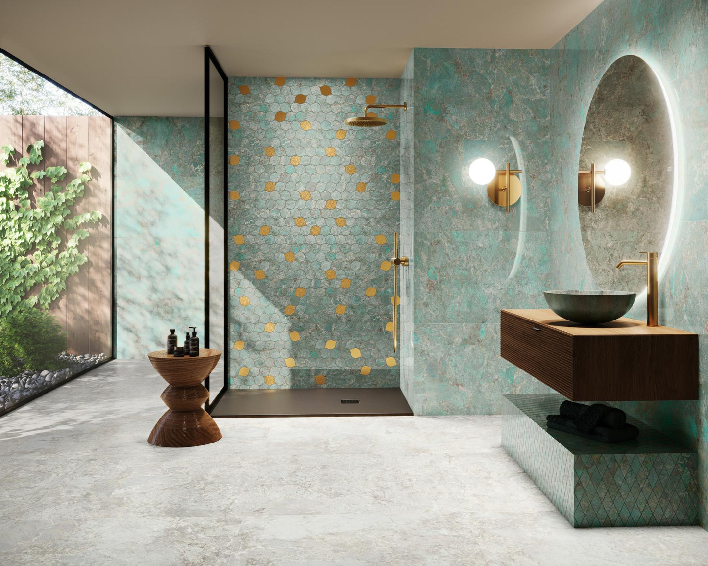 Carrelage Effet Marbre Amazonite Poli Brillant 60x120 cm de Dune