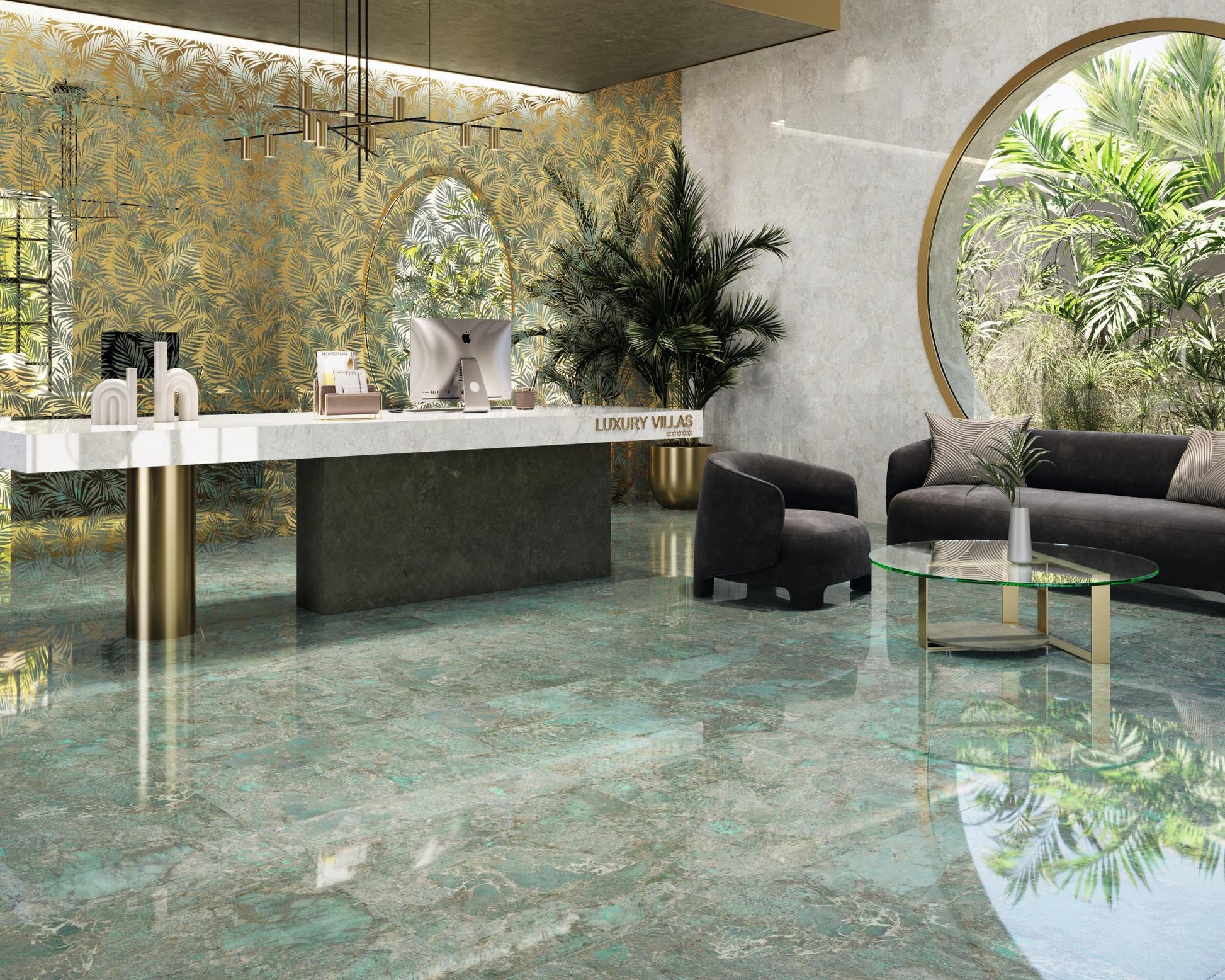 Carrelage Decor Fleuri Effet Miroir Manila 60x120 cm de Dune