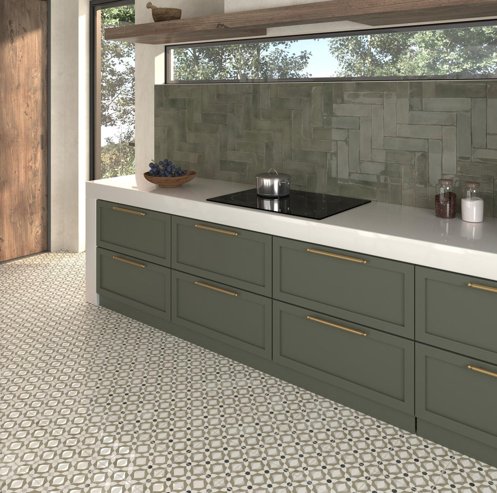 Carrelage effet Zellige Atlantique Olive 6,9x24 cm de Dune