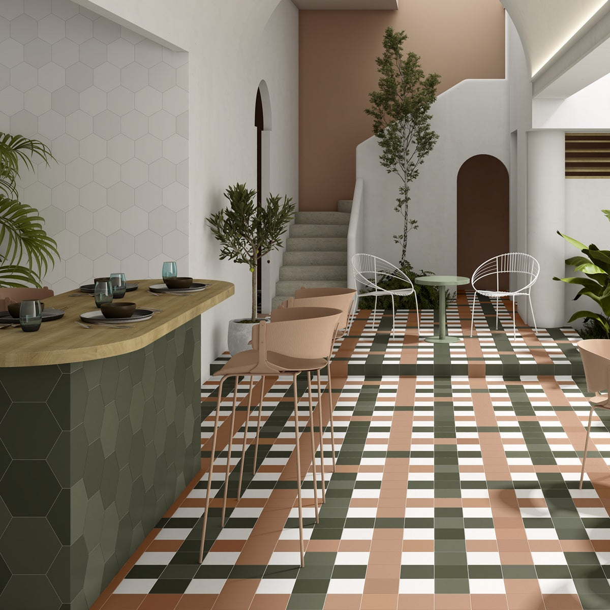 Carrelage Hexagonal Chicago Exa Olive 21,5x25 cm de Dune