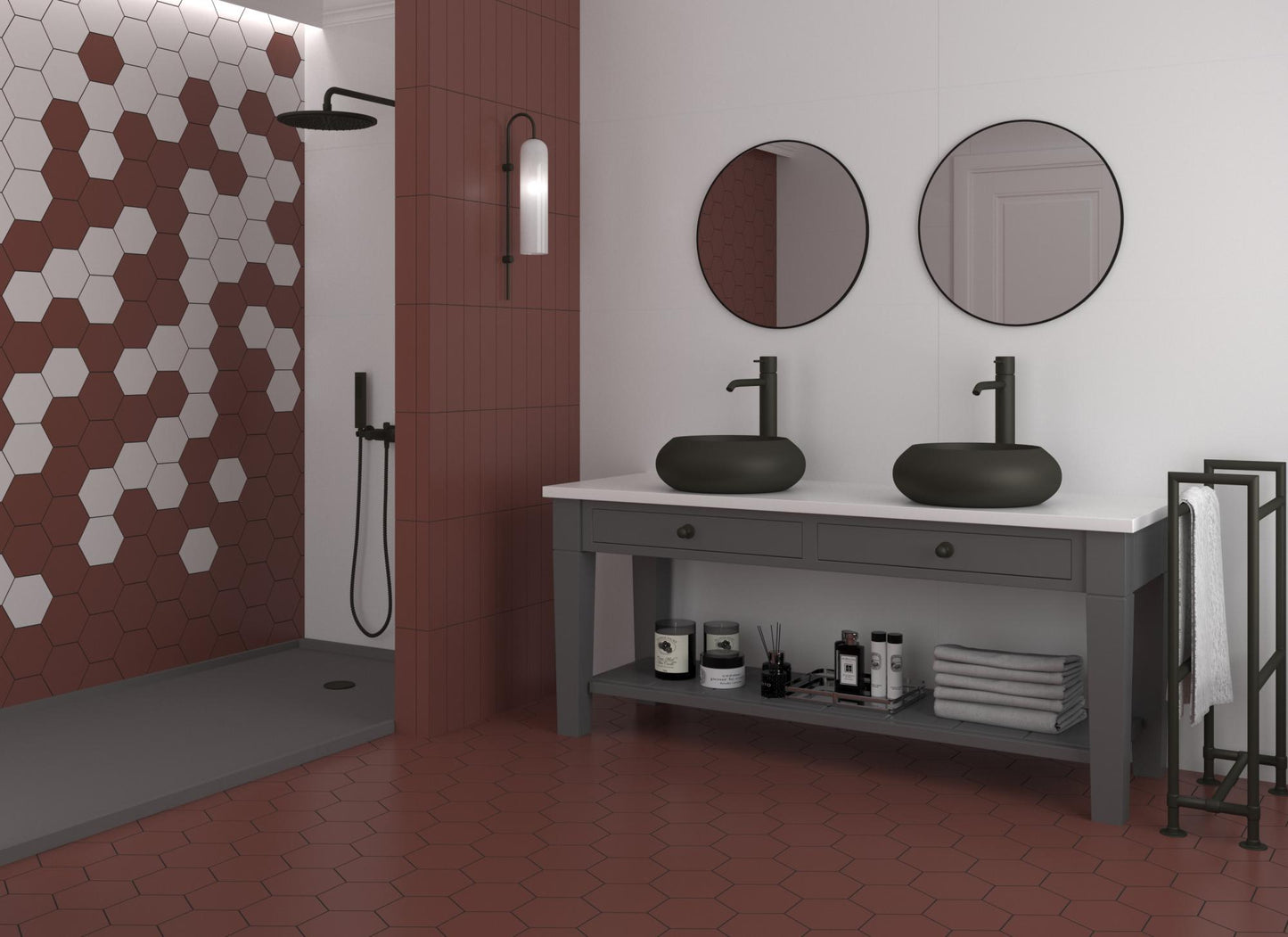 Carrelage Effet Zellige Flat Garnet Matt 7.5x30 cm de Dune