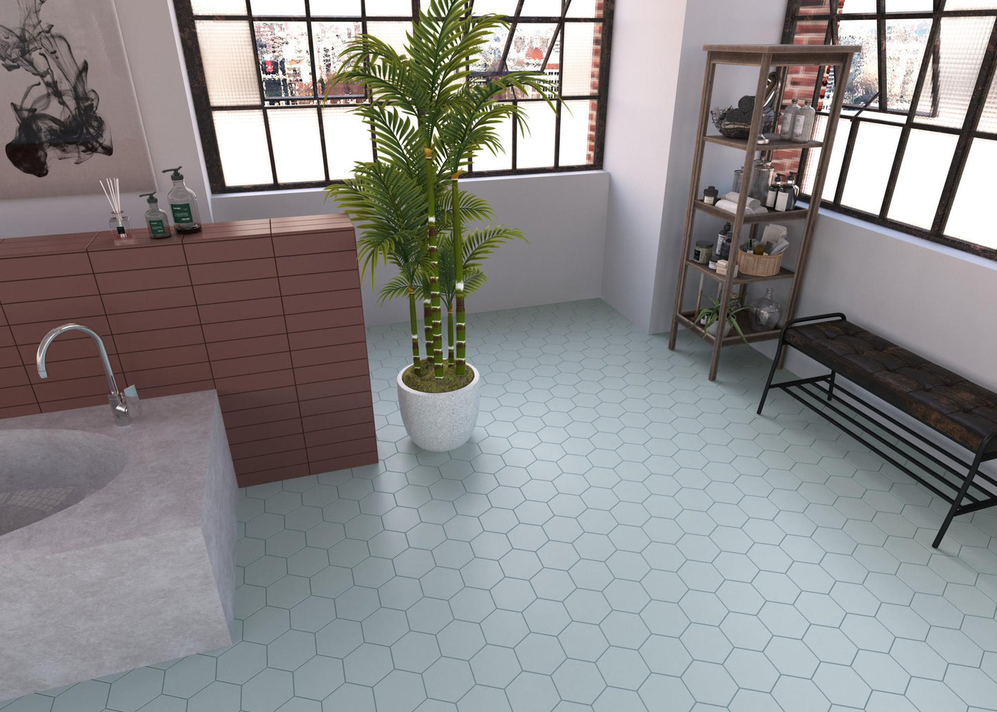 Carrelage Effet Zellige Flat Garnet Matt 7.5x30 cm de Dune