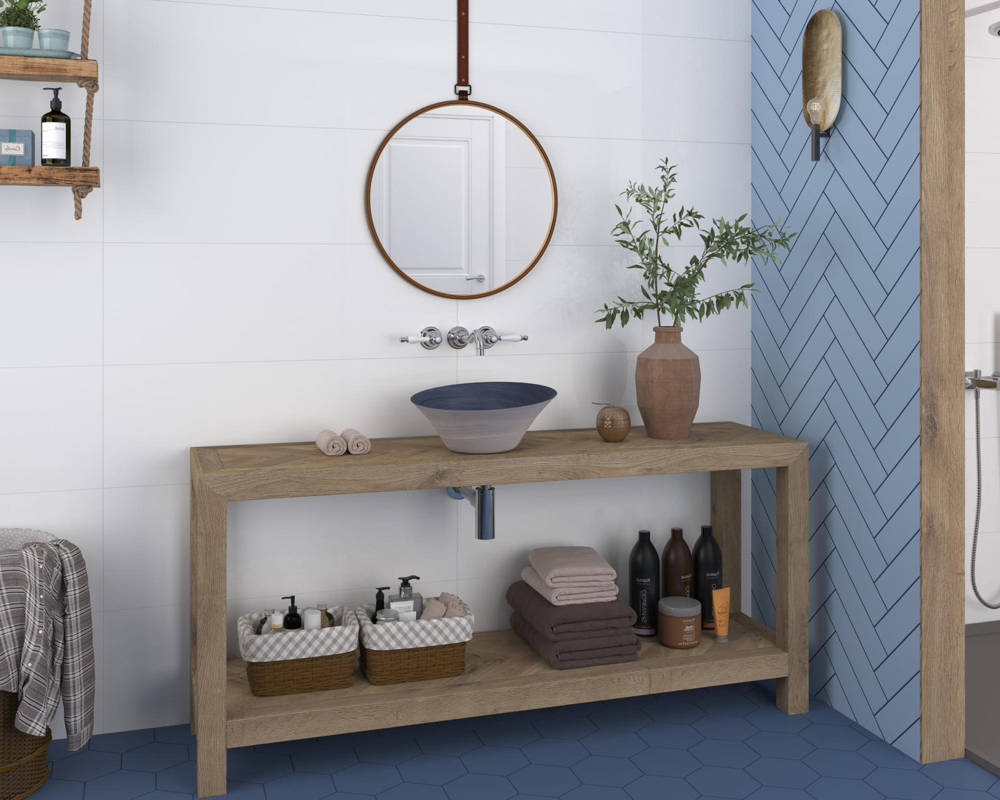 Carrelage Effet Zellige Flat Sky Matt 7.5x30 cm de Dune