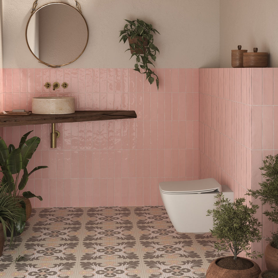 Carrelage Effet Zellige Meknes Rosa Brillant 6,2x25 cm de Dune