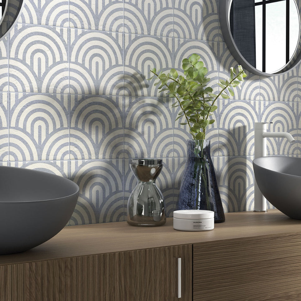 Carrelage Effet carreau de ciment Blue Water Decor Blue Three 20x20 cm de Mainzu