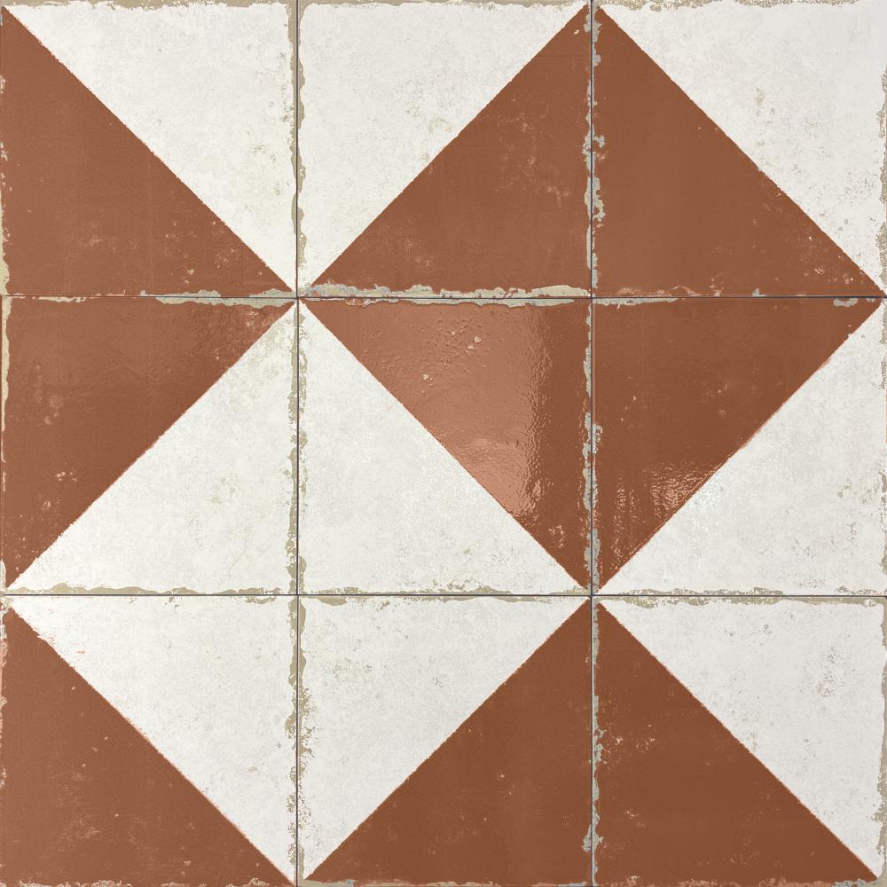 Carrelage Effet Carreau de Ciment Vieilli Cabanyal Teja 20x20 cm de Dune