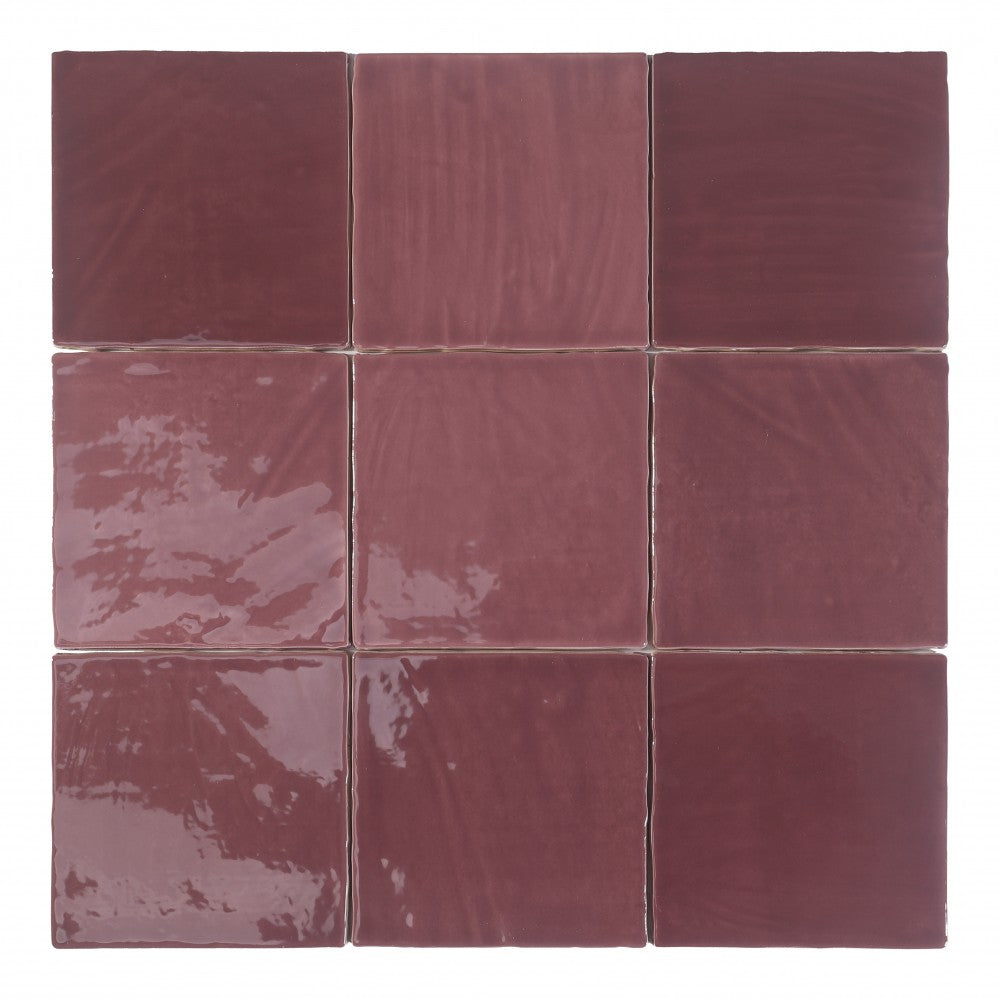 Carrelage Effet Zellige Brillant Tabarca Granate 15x15 cm de Dune