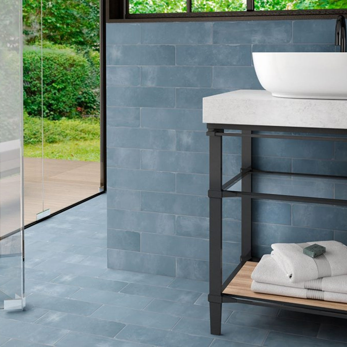 Carrelage sol et mur Natural Blue Mat 9,2x36,8 cm de Cevica